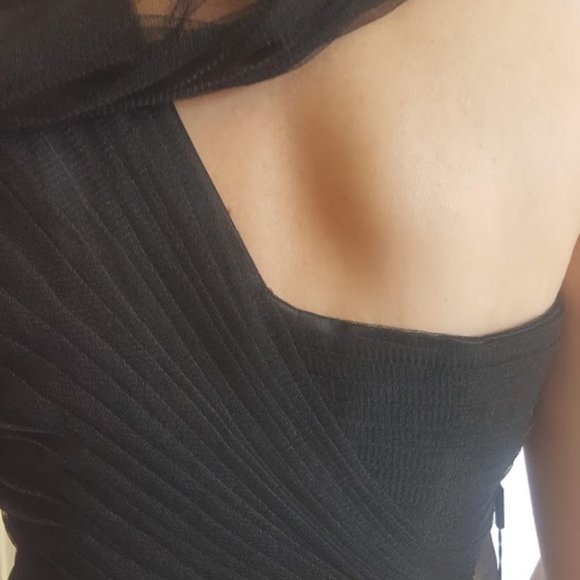 NWT, LIGHT IN THE BOX BLACK RUCHED ONE SHOULDER LAYER TULLE DRESS SIZE  US 8 - Picture 10 of 11